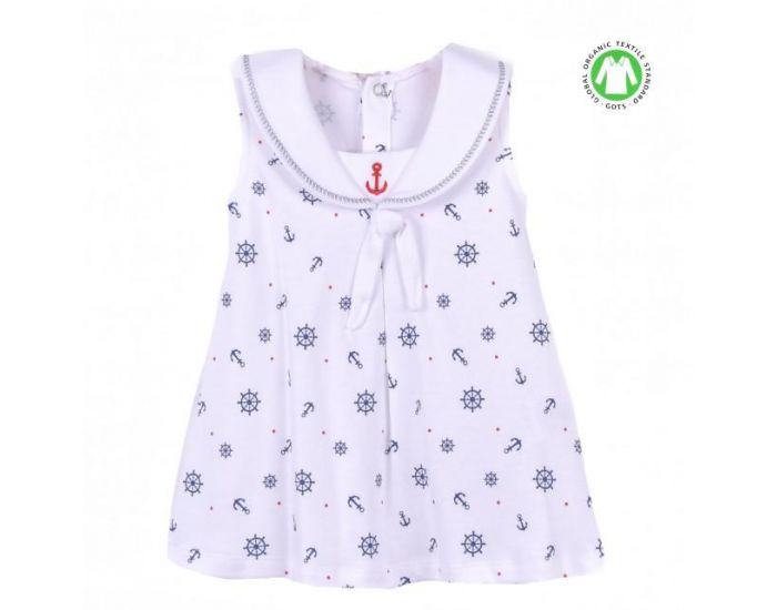 SEVIRA KIDS Robe bb en coton biologique de 3 mois  2 ans - Impression 3D - Marina Blanc (12)