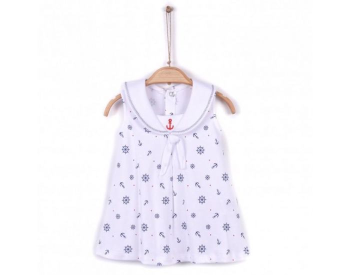SEVIRA KIDS Robe bb en coton biologique de 3 mois  2 ans - Impression 3D - Marina Blanc (15)