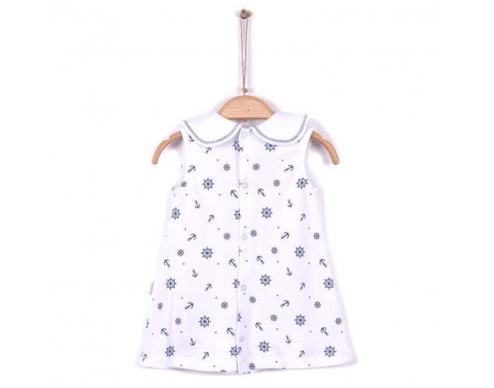 SEVIRA KIDS Robe bb en coton biologique de 3 mois  2 ans - Impression 3D - Marina Blanc (16)