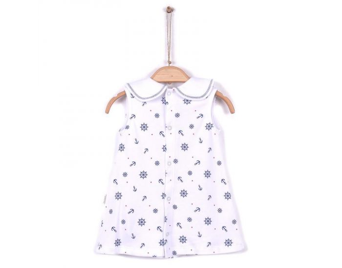 SEVIRA KIDS Robe bb en coton biologique de 3 mois  2 ans - Impression 3D - Marina Blanc (4)