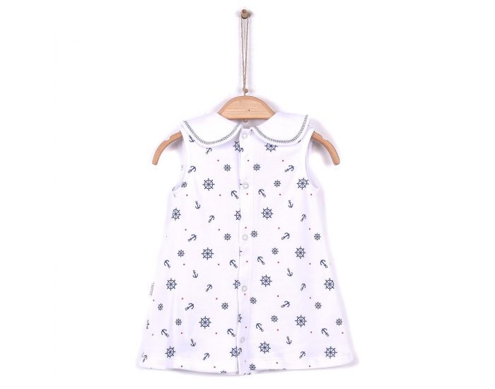 SEVIRA KIDS Robe bb en coton biologique de 3 mois  2 ans - Impression 3D - Marina Blanc (5)