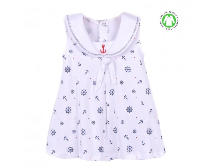 SEVIRA KIDS Robe bb en coton biologique de 3 mois  2 ans - Impression 3D - Marina Blanc (6)