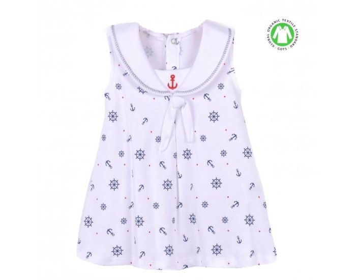 SEVIRA KIDS Robe bb en coton biologique de 3 mois  2 ans - Impression 3D - Marina Blanc (7)