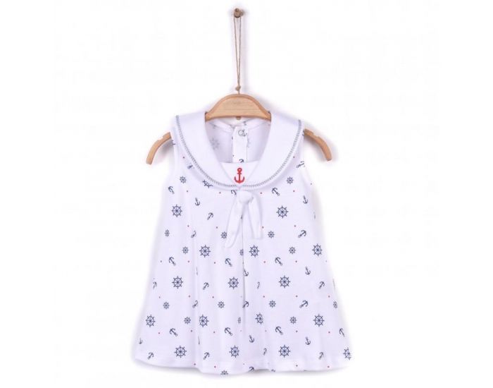 SEVIRA KIDS Robe bb en coton biologique de 3 mois  2 ans - Impression 3D - Marina Blanc (10)
