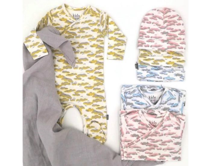KIDSCASE Bonnet Naissance Bio - Nuages Jaunes (5)