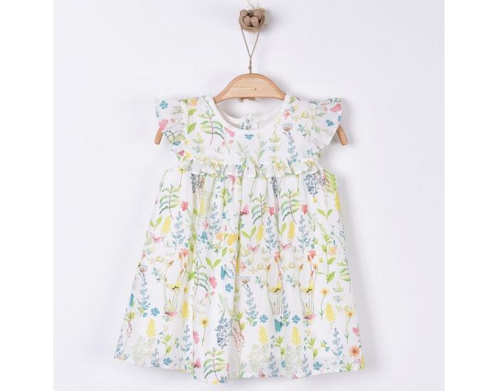 SEVIRA KIDS Robe bb en coton biologique de 3 mois  2 ans - Lgre et fluide - Fleurs Blanc (3)
