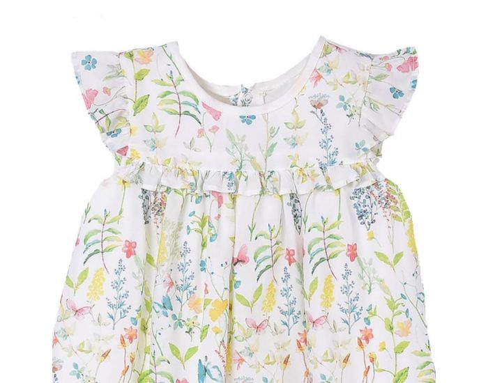 SEVIRA KIDS Robe bb en coton biologique de 3 mois  2 ans - Lgre et fluide - Fleurs Blanc (4)