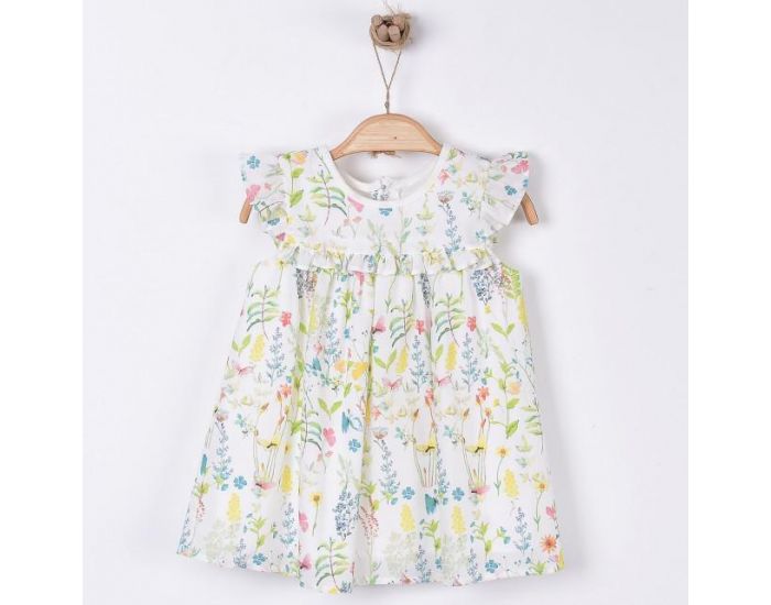SEVIRA KIDS Robe bb en coton biologique de 3 mois  2 ans - Lgre et fluide - Fleurs Blanc (7)