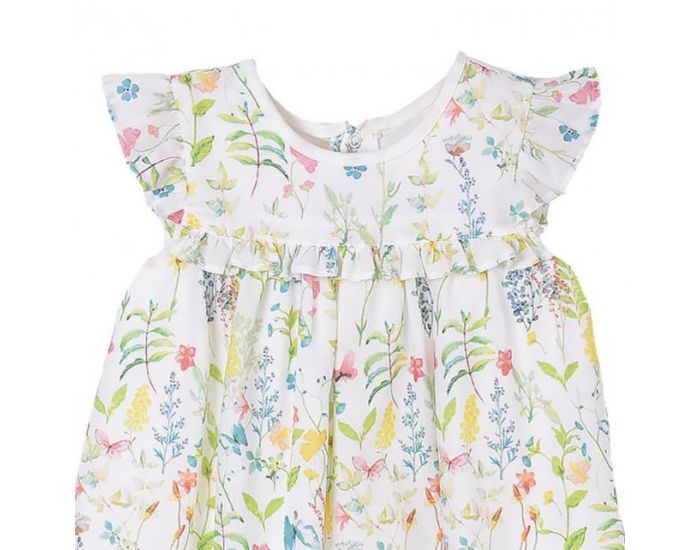 SEVIRA KIDS Robe bb en coton biologique de 3 mois  2 ans - Lgre et fluide - Fleurs Blanc (8)