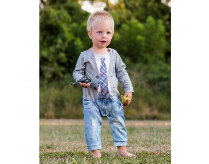 SEVIRA KIDS Combinaison bb garon en coton biologique de 1 mois  12 mois - Impression 3D 12-18M - 80CM (11)