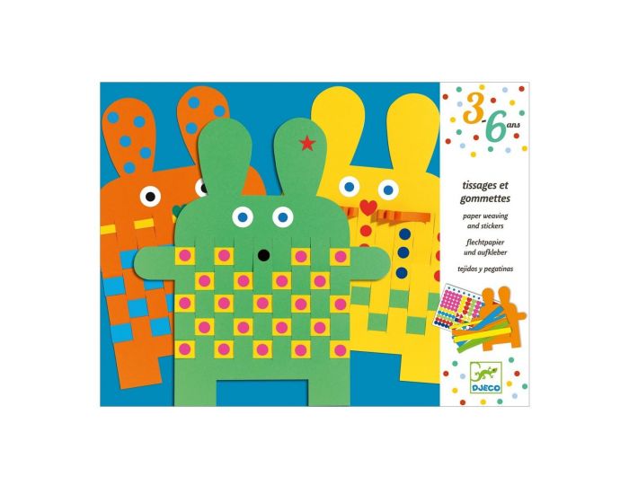 DJECO Tissages et gommettes 6 lapins - D�s 3 ans (1)