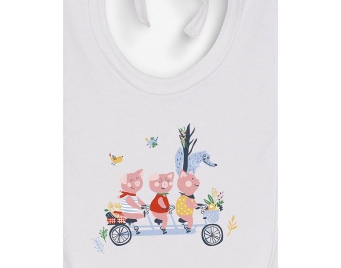  NOS POUSSINS CHRIS Bavoir Blanc 3 Petits Cochons Rouge (2)