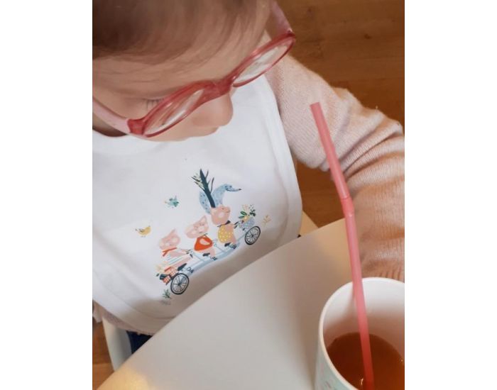  NOS POUSSINS CHRIS Bavoir Blanc 3 Petits Cochons Rouge (3)