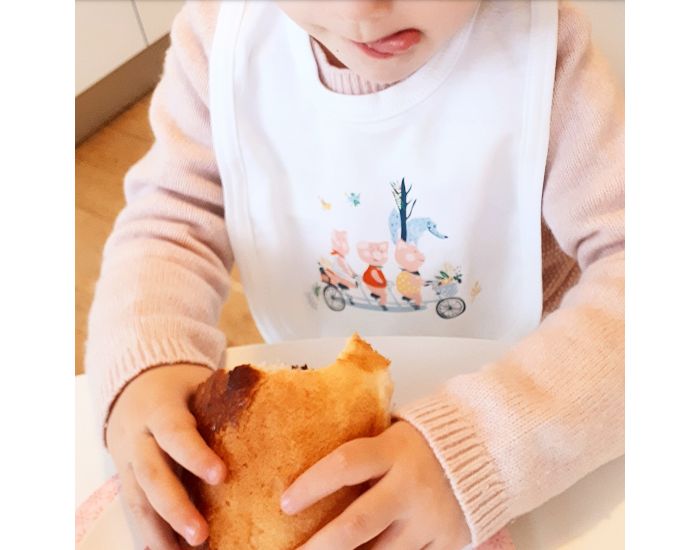  NOS POUSSINS CHRIS Bavoir Blanc 3 Petits Cochons Rouge (5)