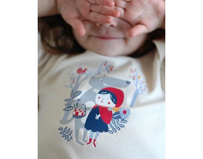 NOS POUSSINS CHRIS Tee-Shirt Manches Longues Naturel Petit Chaperon Rouge (1)