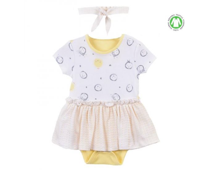 SEVIRA KIDS Robe bb et bandeau en coton bio de 3 mois  2 ans - Lola Jaune (4)