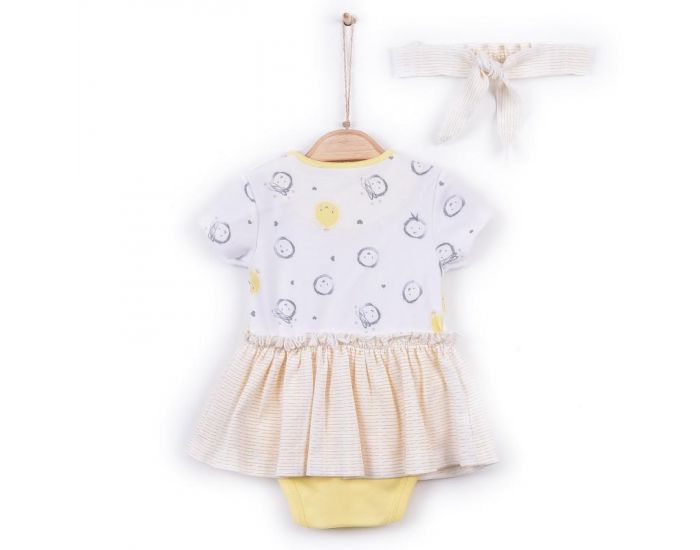 SEVIRA KIDS Robe bb et bandeau en coton bio de 3 mois  2 ans - Lola Jaune (5)