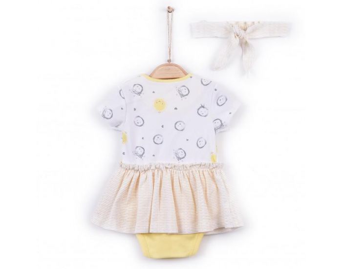 SEVIRA KIDS Robe bb et bandeau en coton bio de 3 mois  2 ans - Lola Jaune (9)