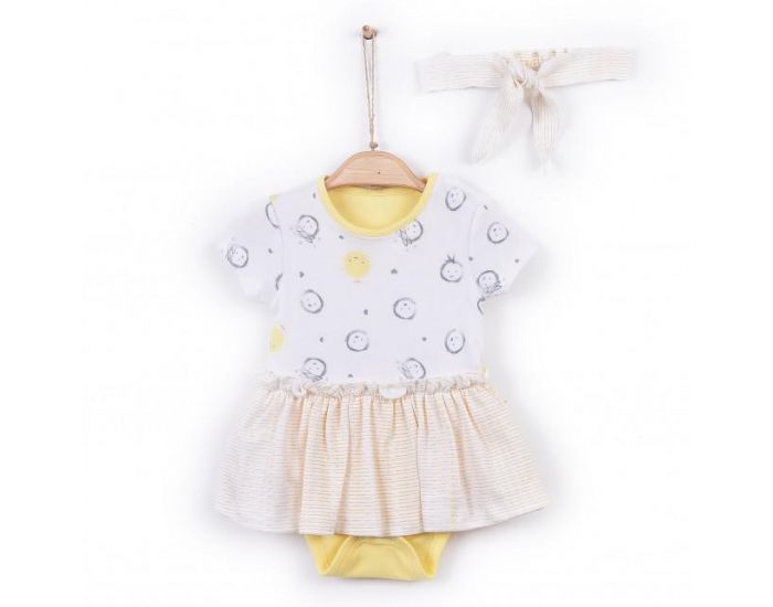 SEVIRA KIDS Robe bb et bandeau en coton bio de 3 mois  2 ans - Lola Jaune (10)