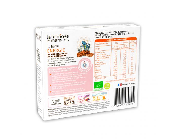 LA FABRIQUE DES MAMANS Barres Gourmandes Energie Chocolat Noir - 4x36g  (4)