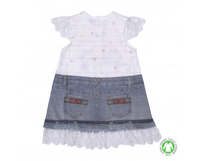 SEVIRA KIDS Robe bb en coton biologique de 3 mois  2 ans - Impression 3D - Lena Blanc (14)