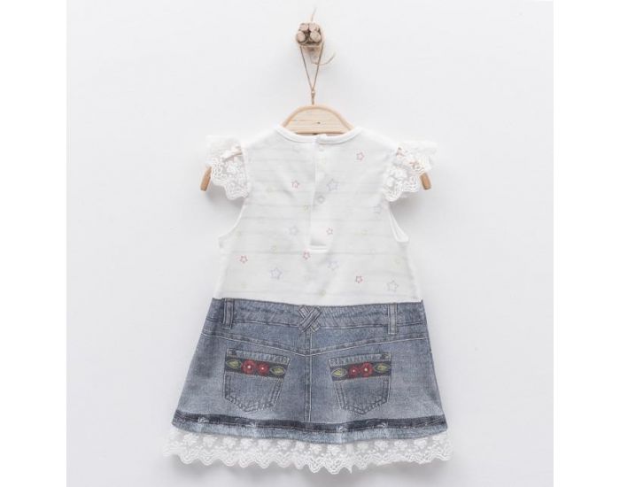 SEVIRA KIDS Robe bb en coton biologique de 3 mois  2 ans - Impression 3D - Lena Blanc (18)