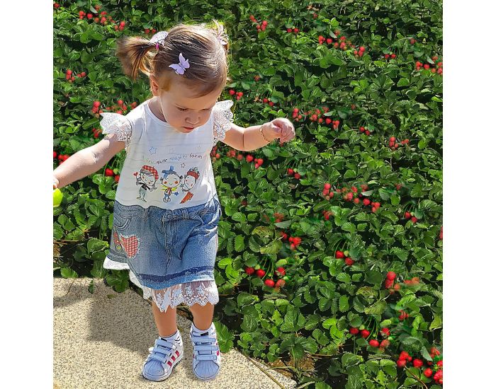 SEVIRA KIDS Robe bb en coton biologique de 3 mois  2 ans - Impression 3D - Lena Blanc (3)