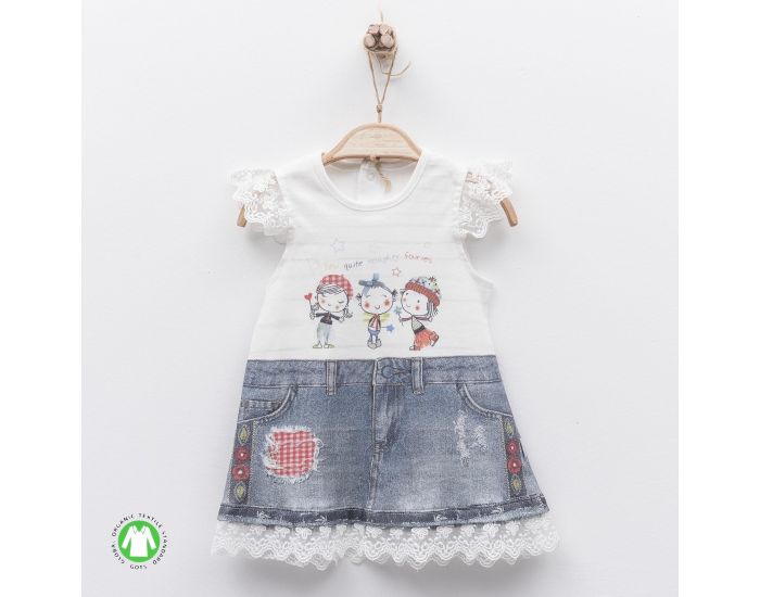 SEVIRA KIDS Robe bb en coton biologique de 3 mois  2 ans - Impression 3D - Lena Blanc (5)
