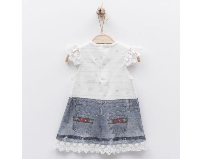 SEVIRA KIDS Robe bb en coton biologique de 3 mois  2 ans - Impression 3D - Lena Blanc (9)