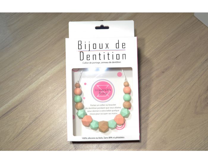 IRREVERSIBLE Collier d'allaitement Silicone et bois Gomtrique (1)