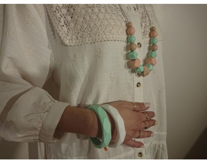 IRREVERSIBLE Collier d'allaitement Silicone et bois Gomtrique (3)