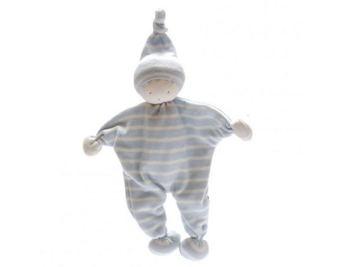 BEST YEARS Doudou Lutin en Coton Bio - Rayures Bleu et Vertes - D�s la naissance (1)