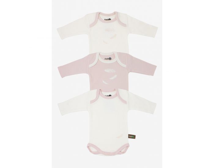 KADOLIS Body Manches Longues x3 - Plumes Rose Ple (4)