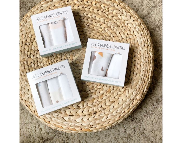 CAROTTE & CIE Lot de 3 grandes lingettes lavables (5)