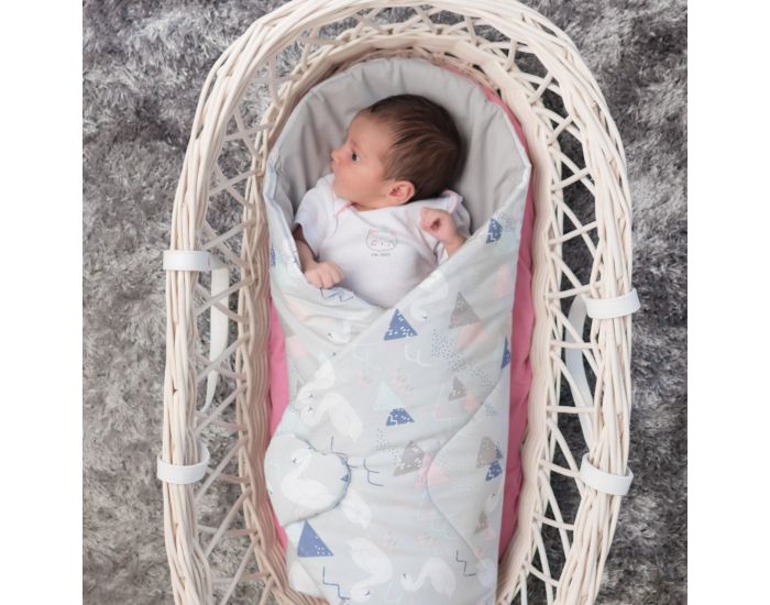 SEVIRA KIDS Gigoteuse d'emmaillotage rversible en coton - 0-4 mois - Cygnes (2)