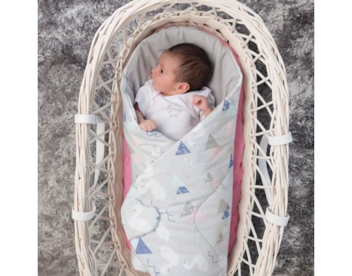 SEVIRA KIDS Gigoteuse d'emmaillotage rversible en coton - 0-4 mois - Cygnes (7)