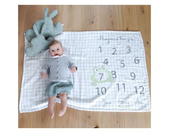 LITTLE CREVETTE Couverture - Photobooth Cactus - coton bio - 80x120 cm (2)