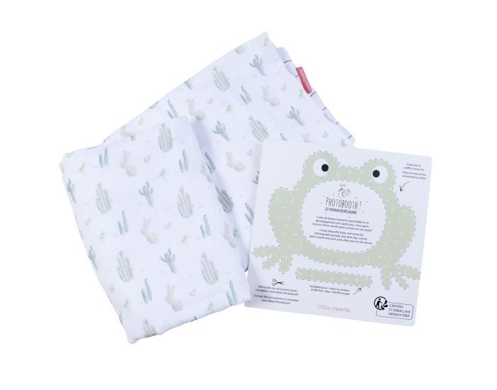 LITTLE CREVETTE Couverture - Photobooth Cactus - coton bio - 80x120 cm (8)