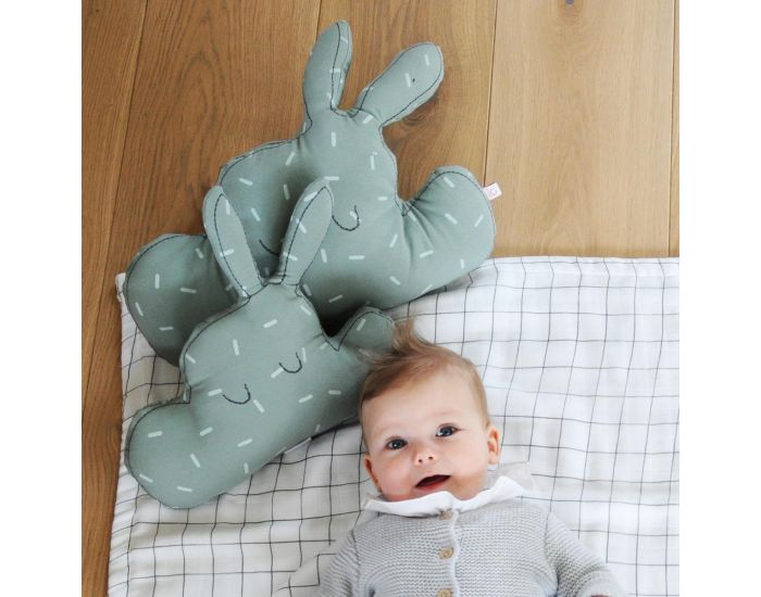 LITTLE CREVETTE Coussin Lapinuage - vert (2)