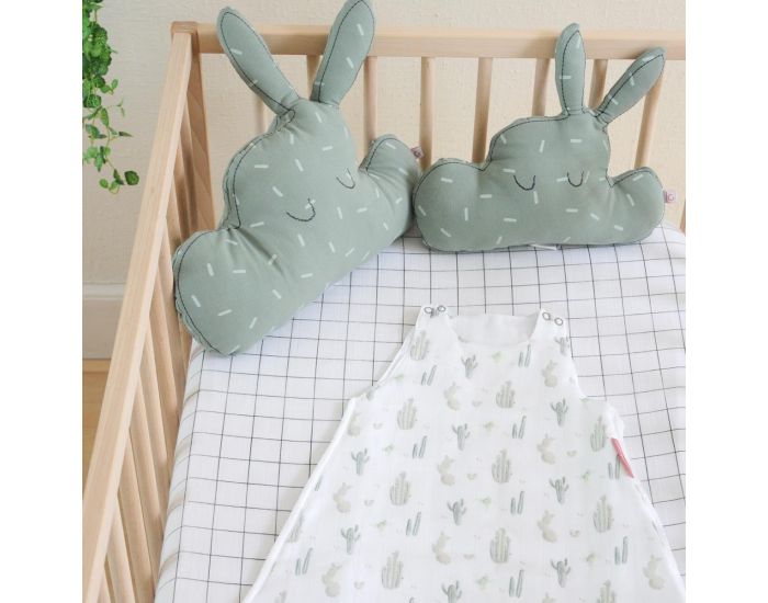 LITTLE CREVETTE Coussin Lapinuage - vert (3)