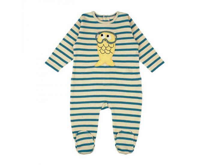 LA QUEUE DU CHAT Pyjama B�b� en Coton Bio - Marini�re (4)