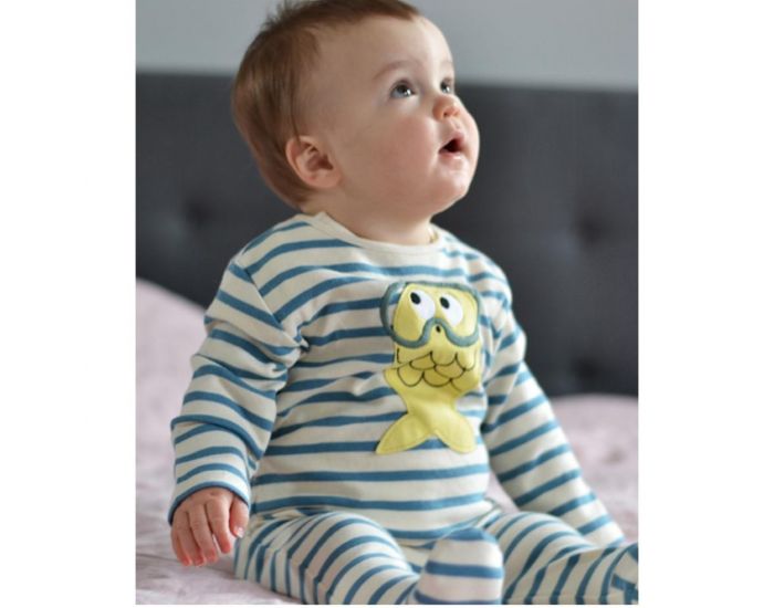 LA QUEUE DU CHAT Pyjama B�b� en Coton Bio - Marini�re (6)