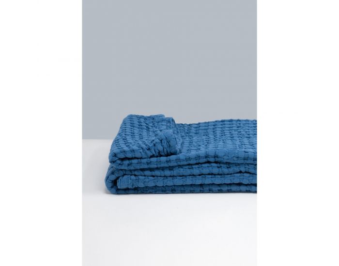 KADOLIS Couverture en Coton Bio - Paros Bleu ardoise (1)