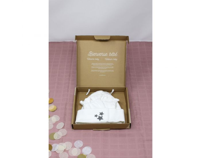 KADOLIS Set Bonnet et moufles - Etoile Grise 0-3mois (4)