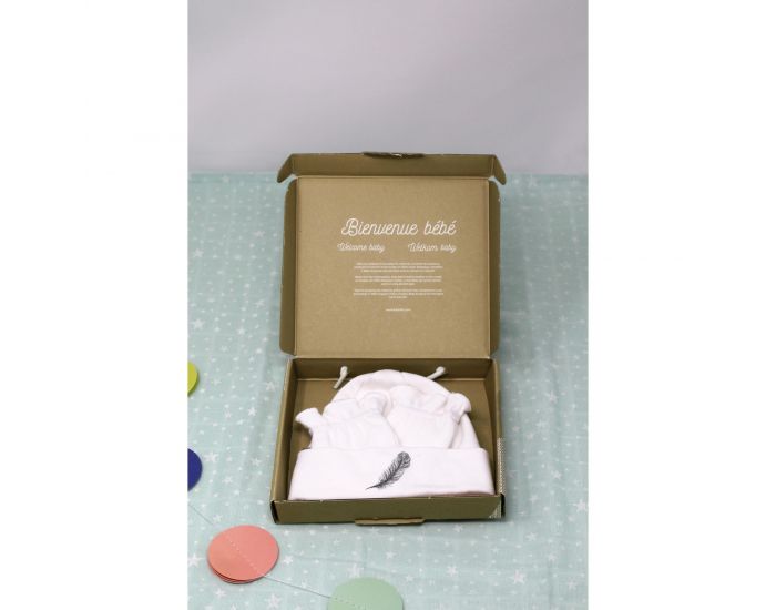 KADOLIS Set Bonnet et Moufles  - Plume Grise 0-3mois (4)