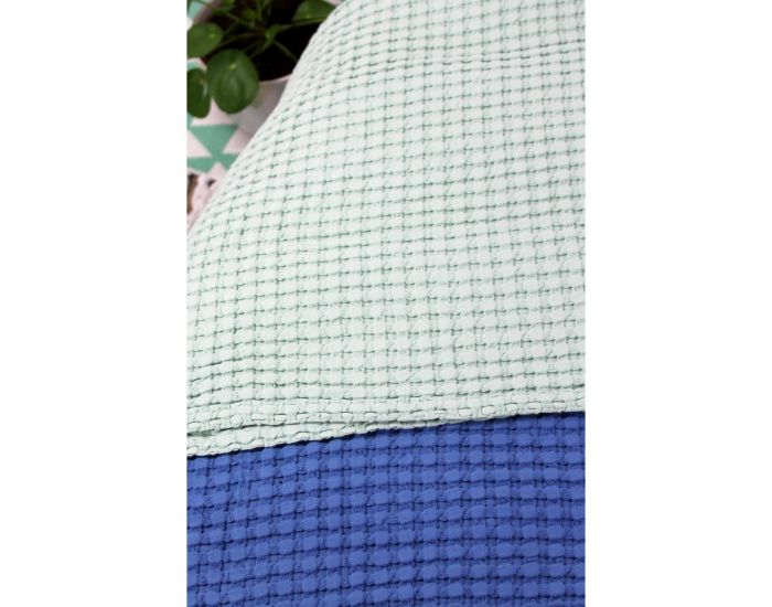 KADOLIS Grande couverture en Coton bio -  Paros Bleu (4)