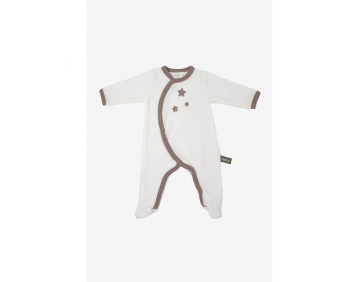 KADOLIS Pyjama Bb en Coton Bio Blanc - Etoiles Gris (5)