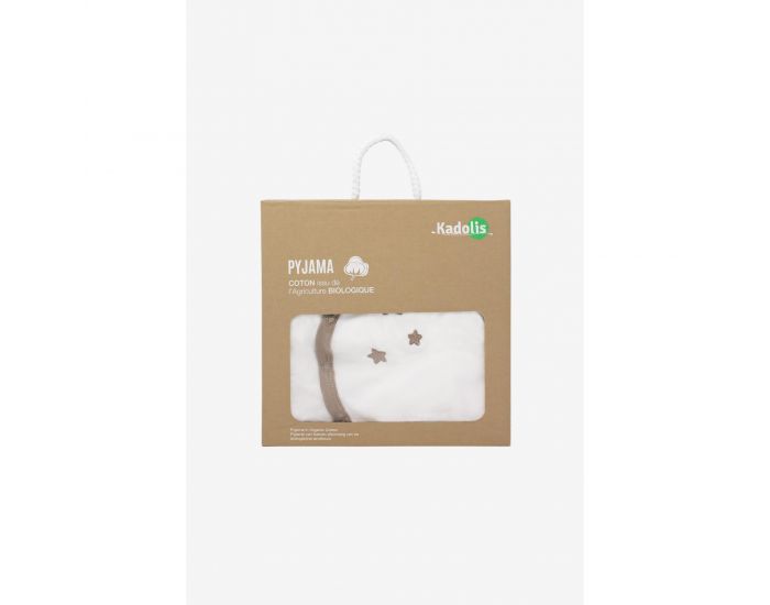 KADOLIS Pyjama Bb en Coton Bio Blanc - Etoiles Beige (2)