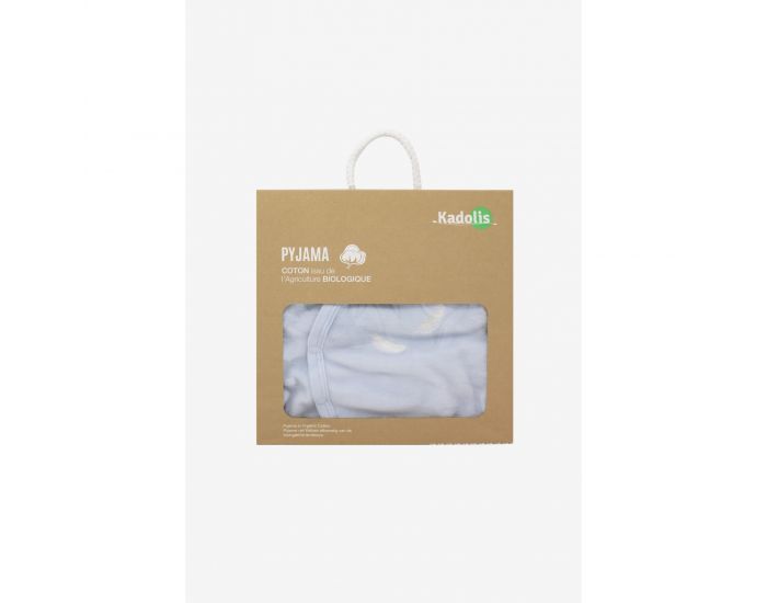 KADOLIS Pyjama Bb en Coton Bio - Plumes blanches - Bleu ciel (2)