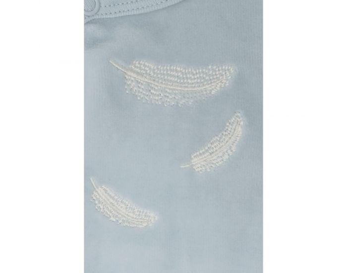 KADOLIS Pyjama Bb en Coton Bio - Plumes blanches - Bleu ciel (3)